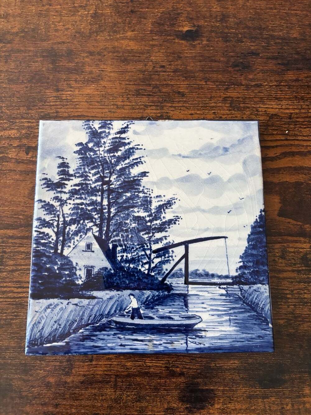 Vintage Regina Delft Hand Painted Dutch Landscape Wall Tile